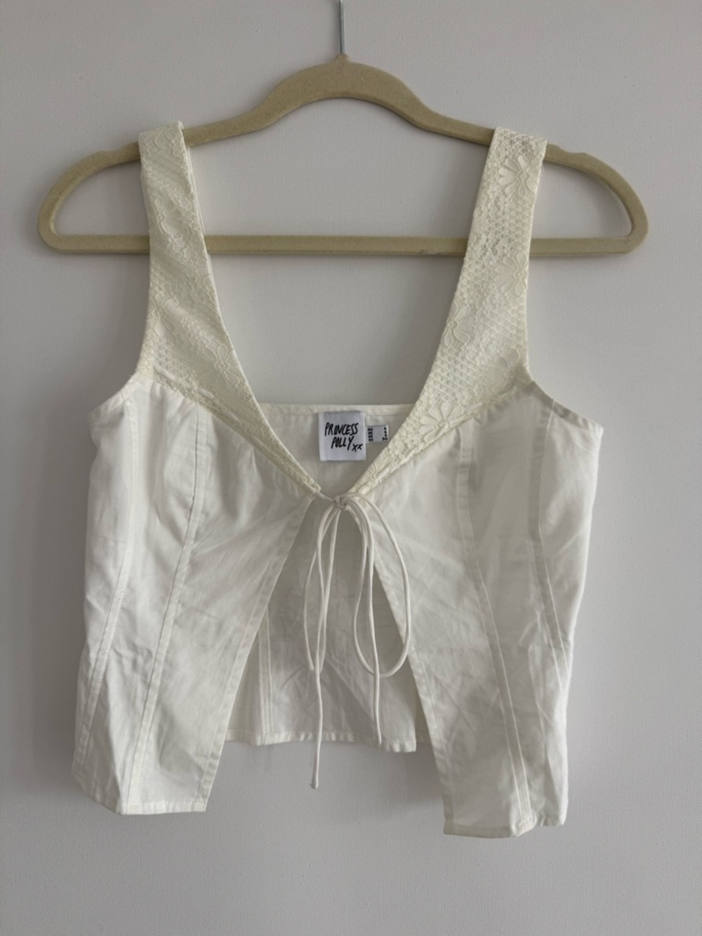 Princess Polly Lace-Trim Tie-Front Top